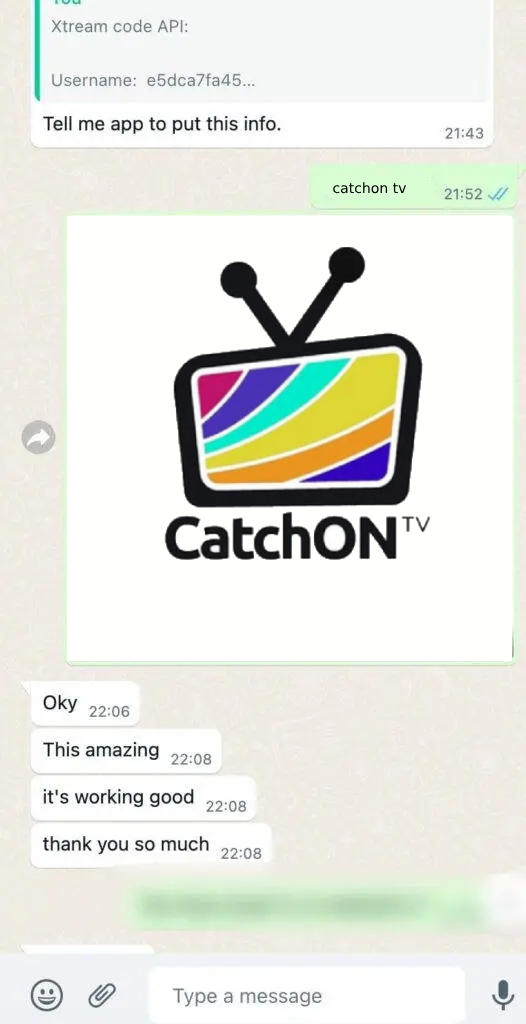 CatchON TV customer WhatsApp review